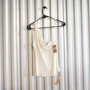 Reformation Jeans ivory one shoulder knit top (L, NWT)